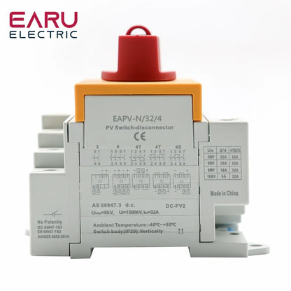 Din Rail Solar PV DC 4P 32A 1000V Rotating Handle Isolator Rotary Switch Disconnector For Solar distribution box by 54 Energy - Renewable Energy Store