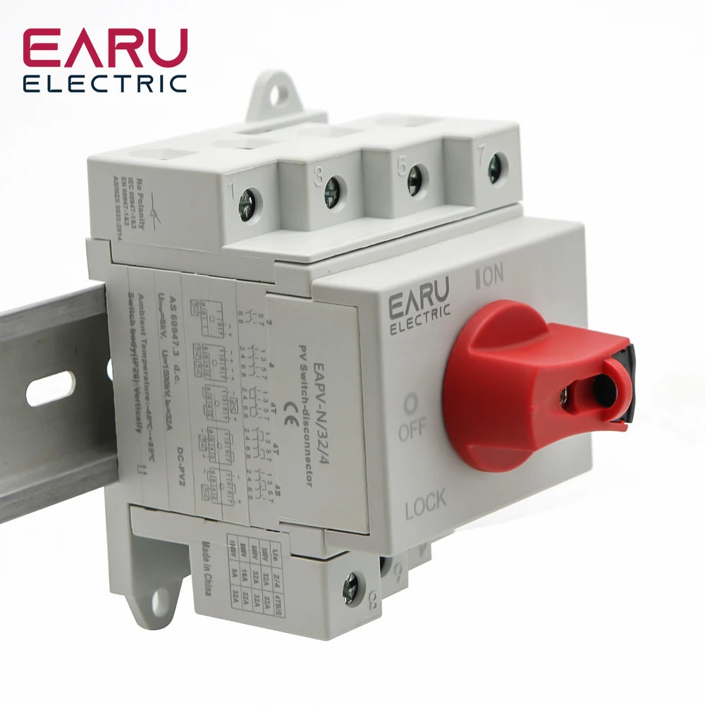 Din Rail Solar PV DC 4P 32A 1000V Rotating Handle Isolator Rotary Switch Disconnector For Solar distribution box by 54 Energy - Renewable Energy Store