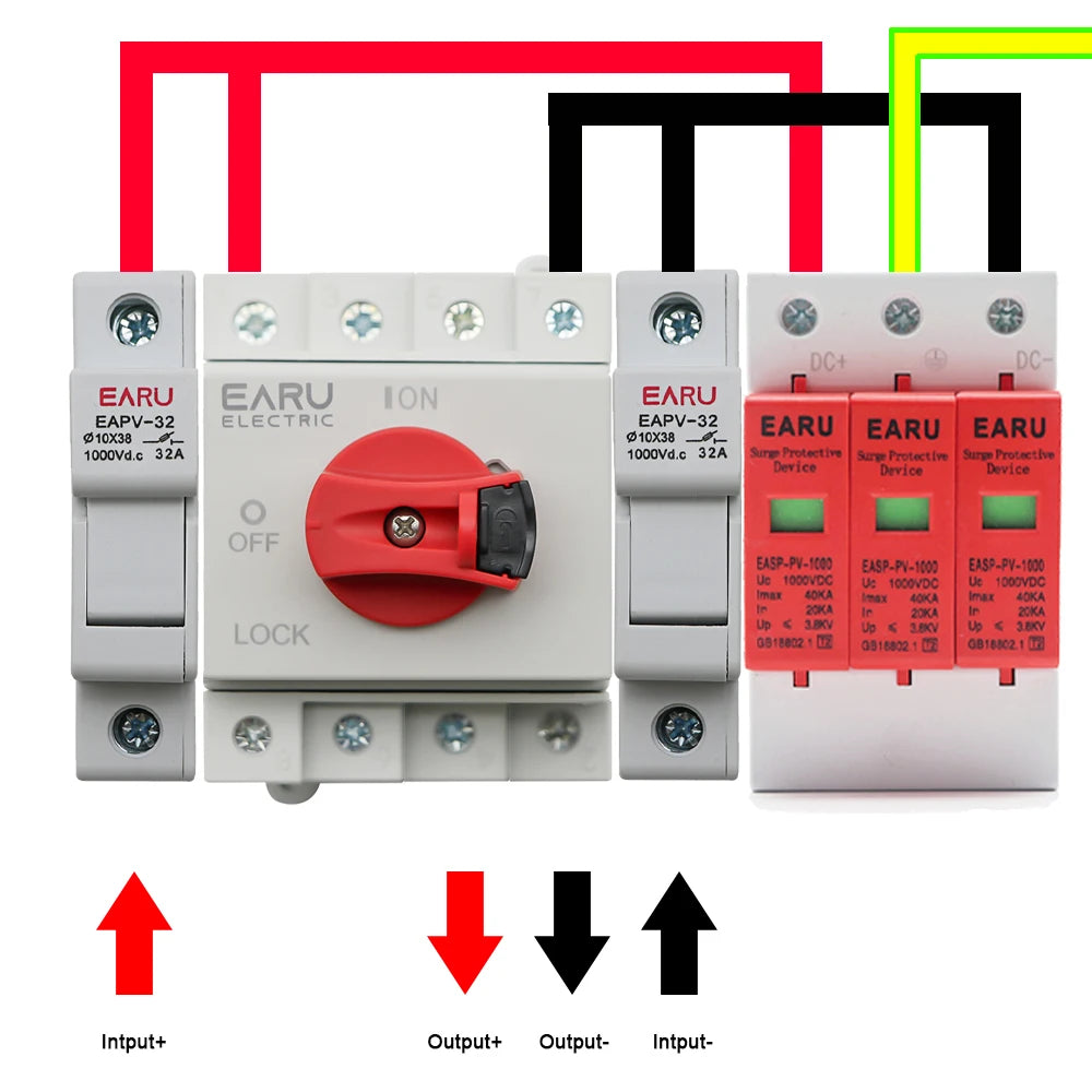 Din Rail Solar PV DC 4P 32A 1000V Rotating Handle Isolator Rotary Switch Disconnector For Solar distribution box by 54 Energy - Renewable Energy Store