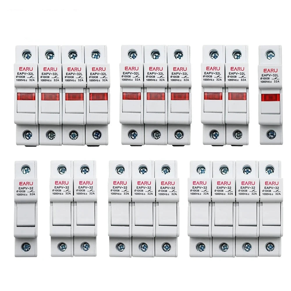 Din Rail Solar PV DC Fuse Holders with Indicator Light suitable for 10*38mm DC PV Fuse Link for Solar Photovoltaic System Pro by 54 Energy - Renewable Energy Store