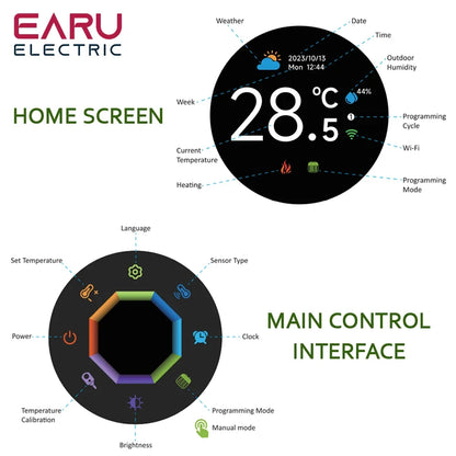 EARU Tuya Wifi Smart Knob Temperature Controller Digital Display Electric Floor Heating Water Gas Boiler for Alexa Google Home by 54 Energy - Renewable Energy Store