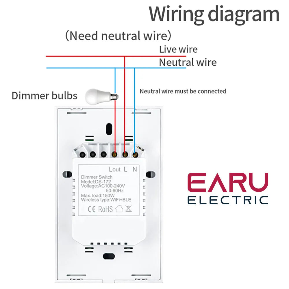 EU US WiFi Smart Glass Panel Wall Touch Switch Dimmer Switch by Smart Life Tuya APP Remote Control for Amazon Alexa Google Home by 54 Energy - Renewable Energy Store