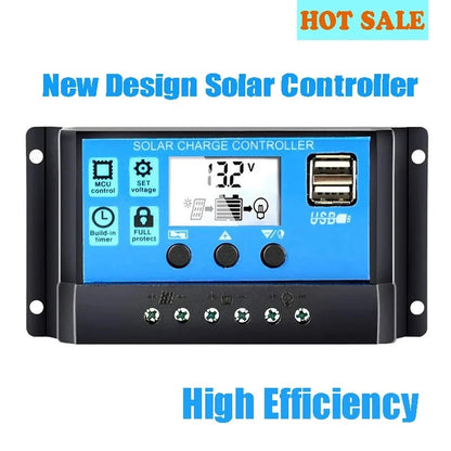 FLTXNY 12V 24V Auto Recognition Solar Panel PV Regulator Battery Charger PWM Solar Charge Controller LCD Dualusb 5V Output by 54 Energy - Renewable Energy Store