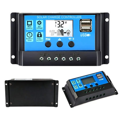 FLTXNY 12V 24V Auto Recognition Solar Panel PV Regulator Battery Charger PWM Solar Charge Controller LCD Dualusb 5V Output by 54 Energy - Renewable Energy Store
