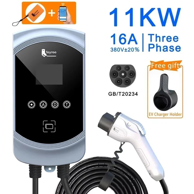 feyree EV Charger GB/T Socket 22KW 11KW 3Phase Fast Charging EVSE Wallbox 32A 7KW 1Phase Smart WIFI APP Control for Electric Car by 54 Energy - Renewable Energy Store
