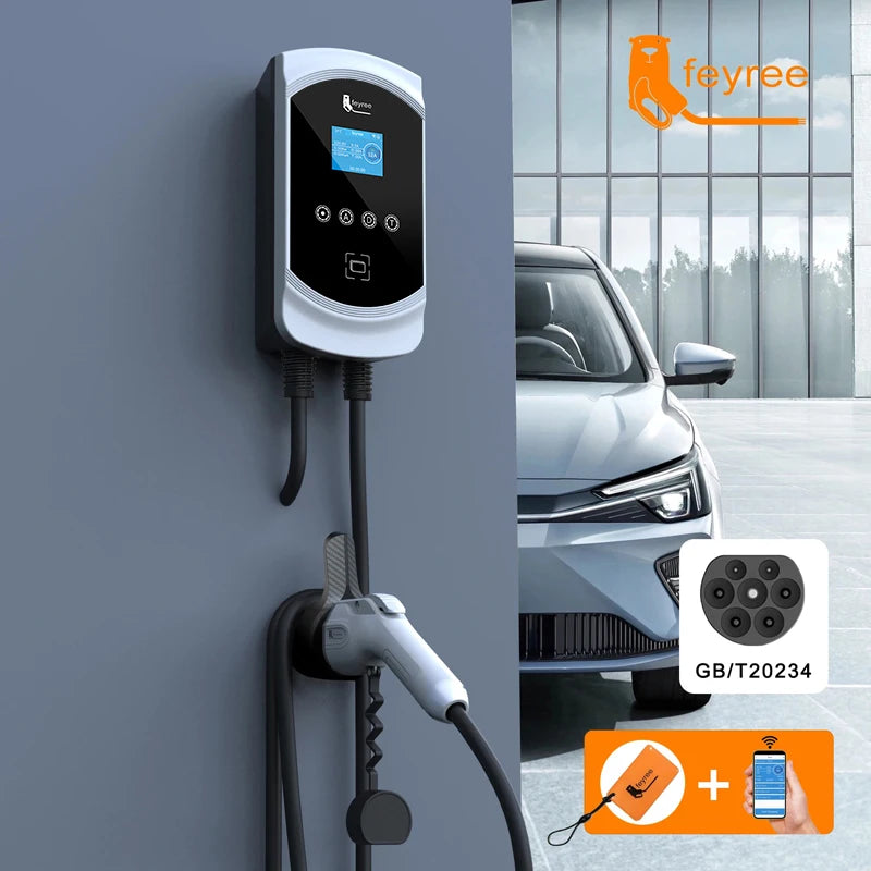 feyree EV Charger GB/T Socket 22KW 11KW 3Phase Fast Charging EVSE Wallbox 32A 7KW 1Phase Smart WIFI APP Control for Electric Car by 54 Energy - Renewable Energy Store