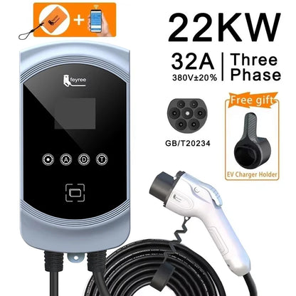 feyree EV Charger GB/T Socket 22KW 11KW 3Phase Fast Charging EVSE Wallbox 32A 7KW 1Phase Smart WIFI APP Control for Electric Car by 54 Energy - Renewable Energy Store