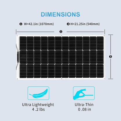 Flexible Solar Panel 100w 12v High Efficiency Monocrystalline Pv Module Power 200w For Rvs Boat,caravan, Roofs, Uneven Surfaces