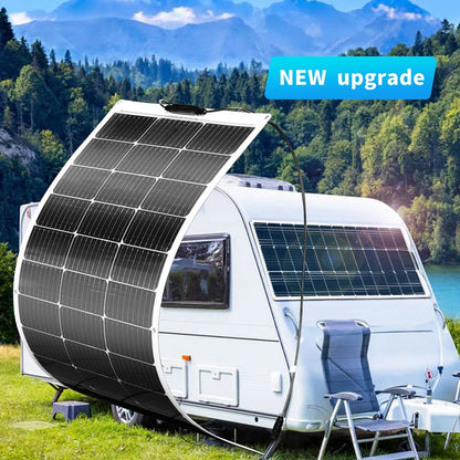 Flexible Solar Panel 100w 12v High Efficiency Monocrystalline Pv Module Power 200w For Rvs Boat,caravan, Roofs, Uneven Surfaces