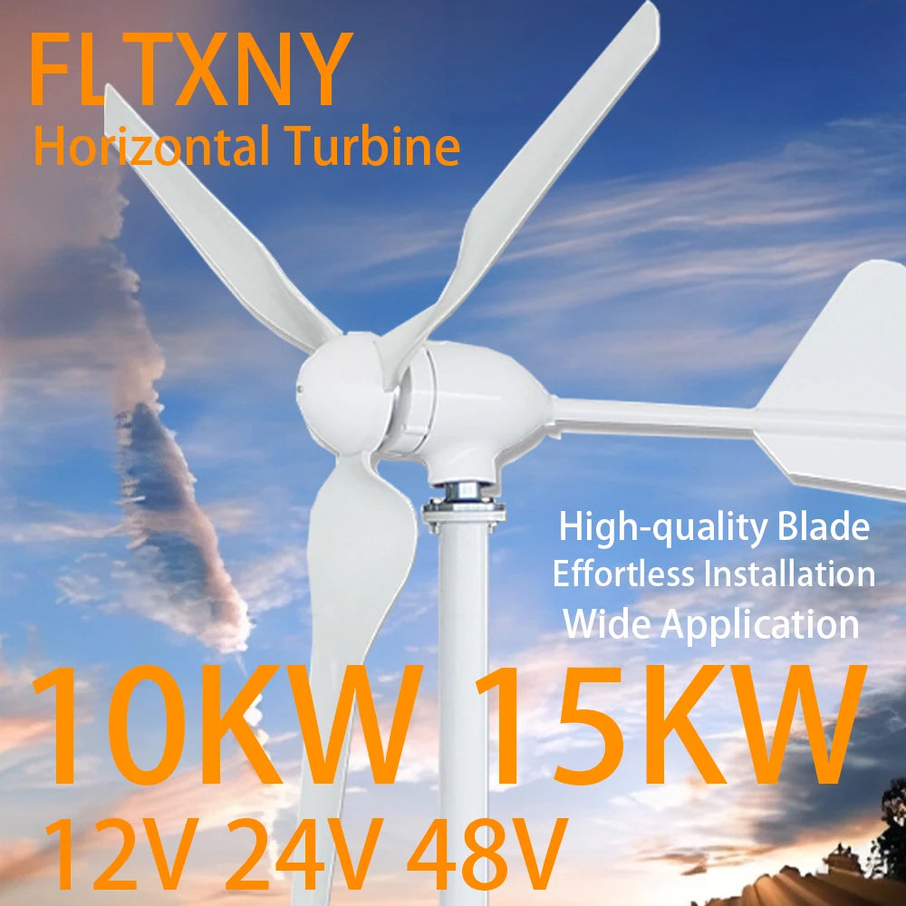 Free Energy 10000W 12V 24V 48V Volt Horizontal Wind Turbines Wind Generator Power Windmill With MPPT Controller by 54 Energy - Renewable Energy Store