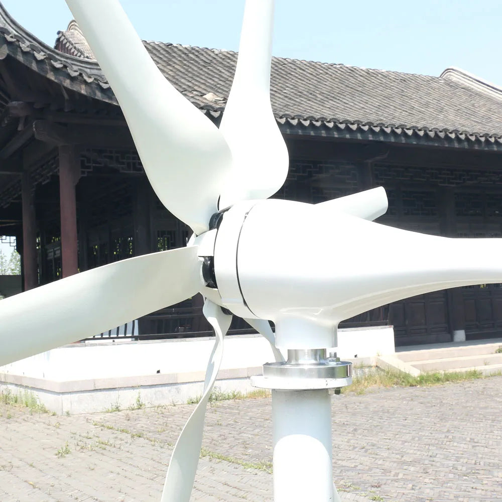 Free Energy China Factory 6 Blades Windmills Wind Turbine Generator 5000W 12V 24V 48V With Mppt Charge Controller For Home Use