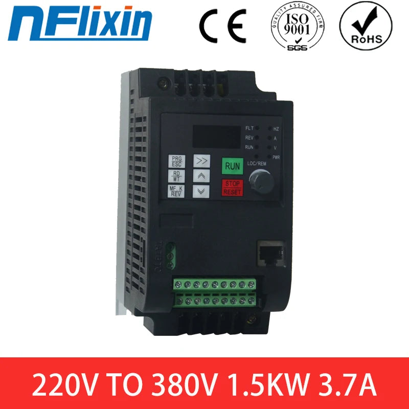 Frequency Inverter for Motor Control, 220v to 380v, VFD Technology, 2.2KW to 11KW, 3 Phase Output by 54 Energy - Renewable Energy Store