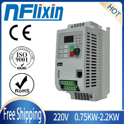 VFD 4kw 50hz to 60hz single phase 220v ac to 3 phase 220v / 415v ac frequency converter inverter for motor speed control