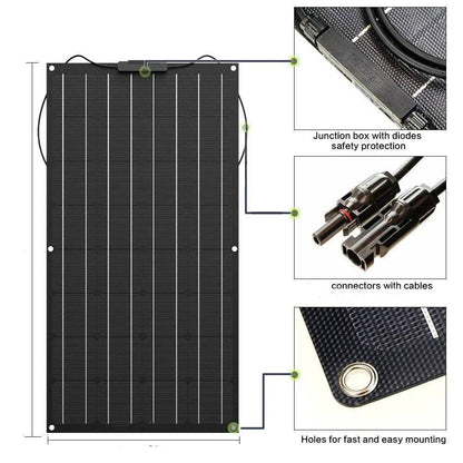 Solar Panel 200w 100w ETFE PET 100W Flexible Solar Panel For 12V Battery Charger Monocrystalline Cell - 54 Energy - Renewable Energy Store