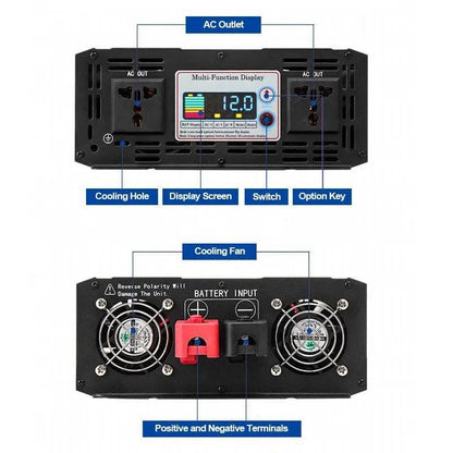 Pure Sine Wave Inverter 6000W 8000w Power Inverter Converte With LED Display DC 12V/24V/48V/60v To AC 110V 220V - 54 Energy - Renewable Energy Store