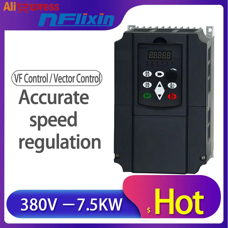 Vector AC 380V 5.5KW Variable Frequency Drive 3-Phase Speed Controller Inverter Motor VFD Inverter Frequency Converter Shiyan