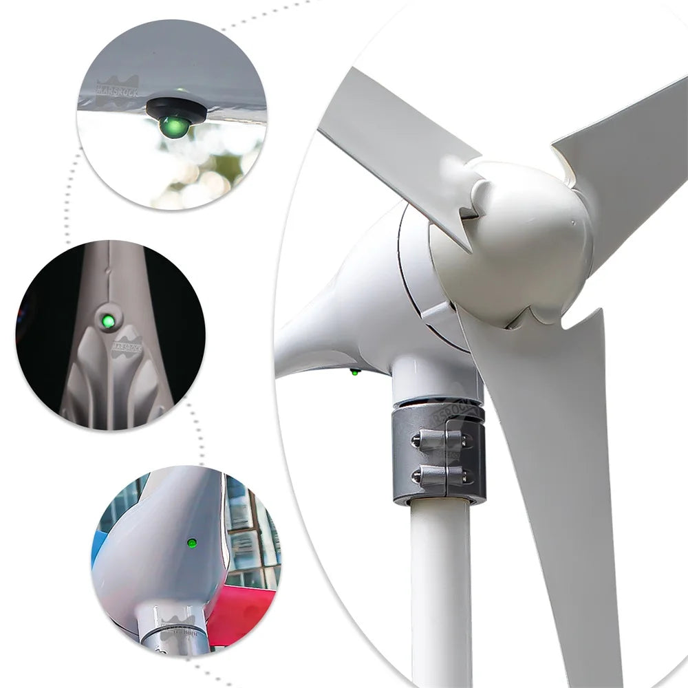 Wind Turbine 600W 12V 24V Generator 3 5 6 Blades Residential AC Hawt Wind Mill Free MPPT Controller Charging Indicator LED - 54 Energy - Renewable Energy Store