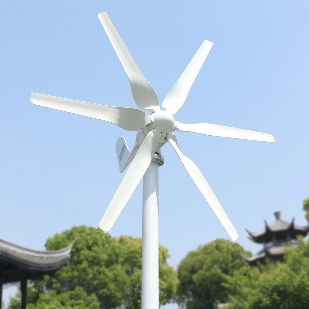 New Energy  6 Blades Windmill Wind Turbine Generator 5000w 12v 24v With MPPT controller For Homeuse Street Lamps