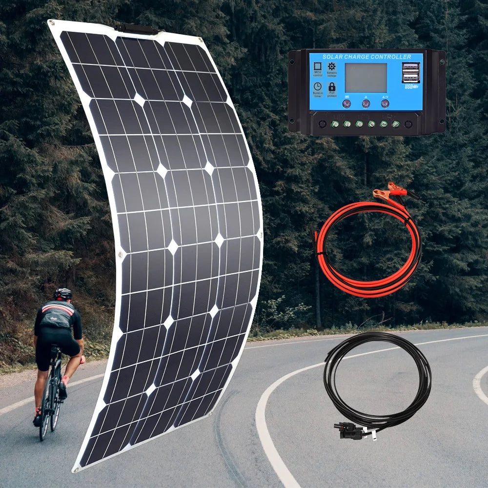100w 200w 300w 400w Flexible Solar Panel High Efficiency 23% PWM Controller for RV/Boat/Car/Home 12V/24V Battery Charger - 54 Energy - Renewable Energy Store