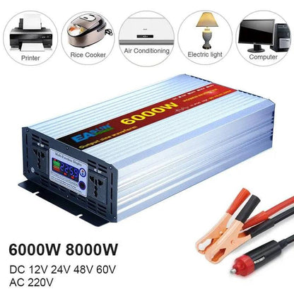 Pure Sine Wave Inverter 6000W 8000w Power Inverter Converte With LED Display DC 12V/24V/48V/60v To AC 110V 220V - 54 Energy - Renewable Energy Store