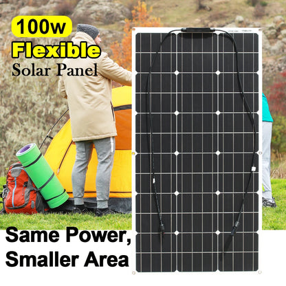 Solar Panel 100w 200w 300w 400w Flexible High Efficiency PWM 12V/18V/24V Battery Charger  Controller Solar Kit for Boat/Car/Home 54 Energy - Renewable Energy Store