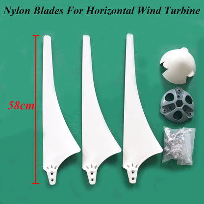FLTXNY 530/550/580/630mm Nylon Blade 300W 400W 600W 800W Windmill Horizontal Wind Turbine Generator Blades With Hub and Hood