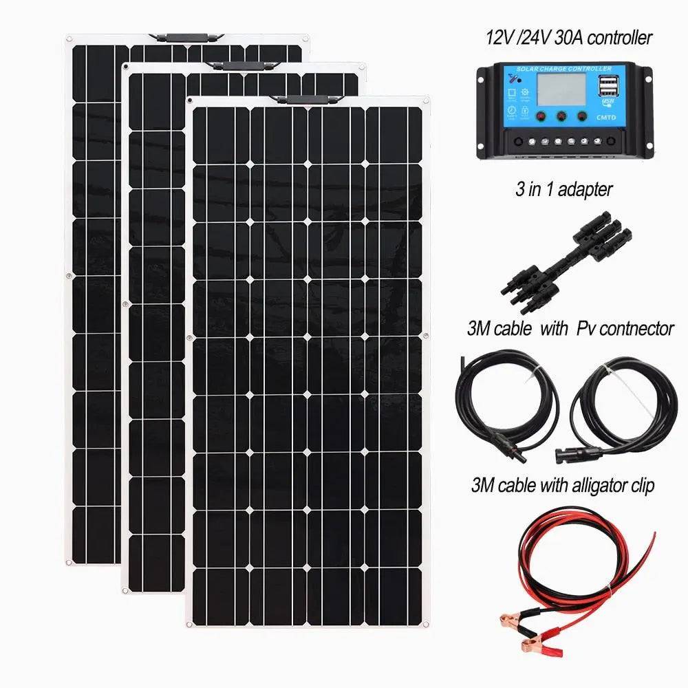 Solar Panel kit flexible Module 120/240/360/480/600/720 W photovoltaic 12V 18V 24V  Motorhome  Charger - 54 Energy - Renewable Energy Store