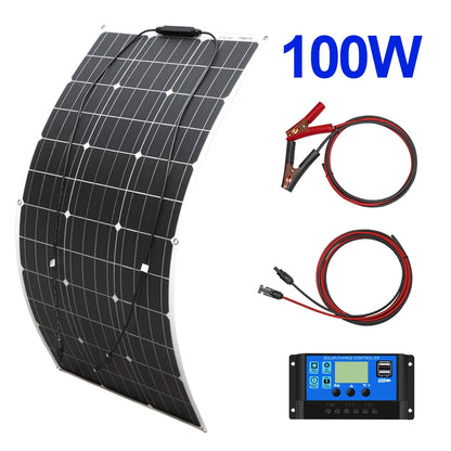 Solar Panel 100w 200w 300w 400w Flexible High Efficiency PWM 12V/18V/24V Battery Charger  Controller Solar Kit for Boat/Car/Home - 54 Energy - Renewable Energy Store