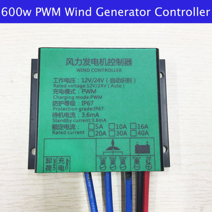FLTXNY Wind Speed Controller Adjustable PWM 100-1000W 12v/24v AUTO Low Wind Controller