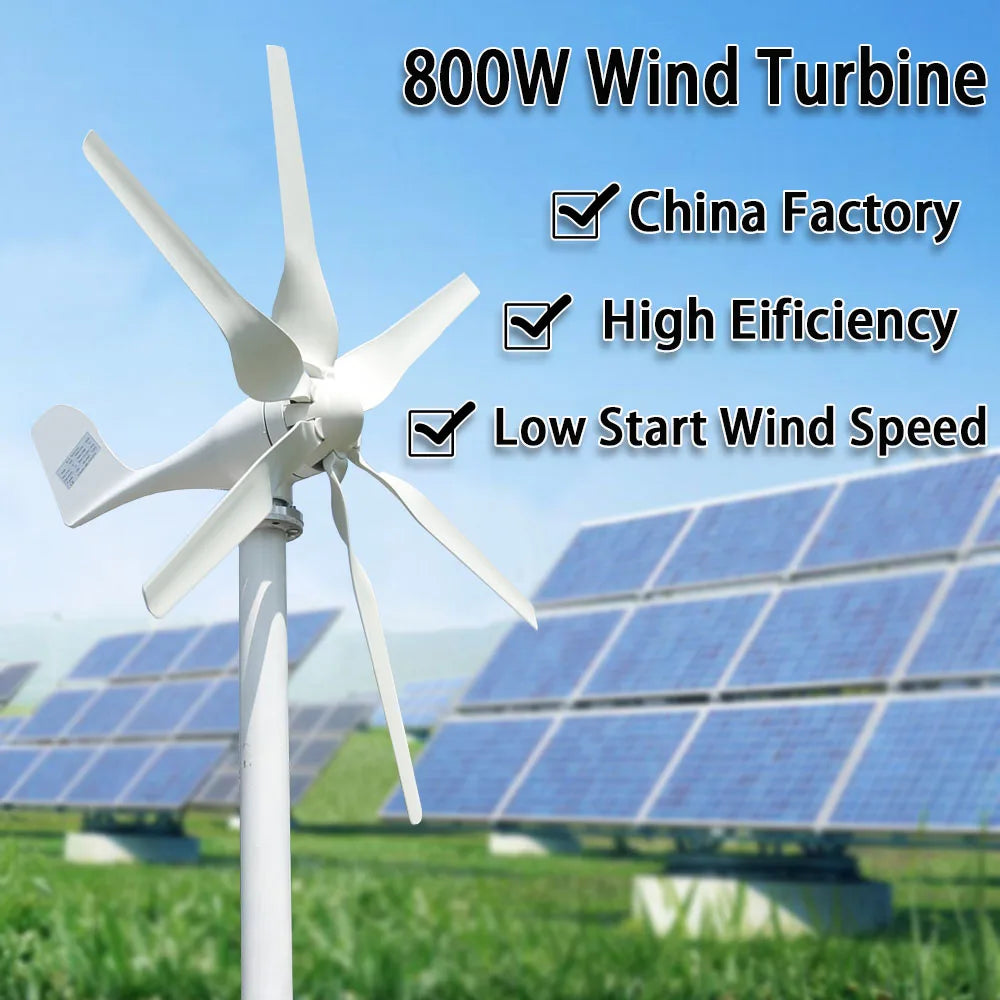 800W New Energy Wind Generator 12V 24V 48V Free Alternative Energy Windmill MPPT Controller 6 Blades