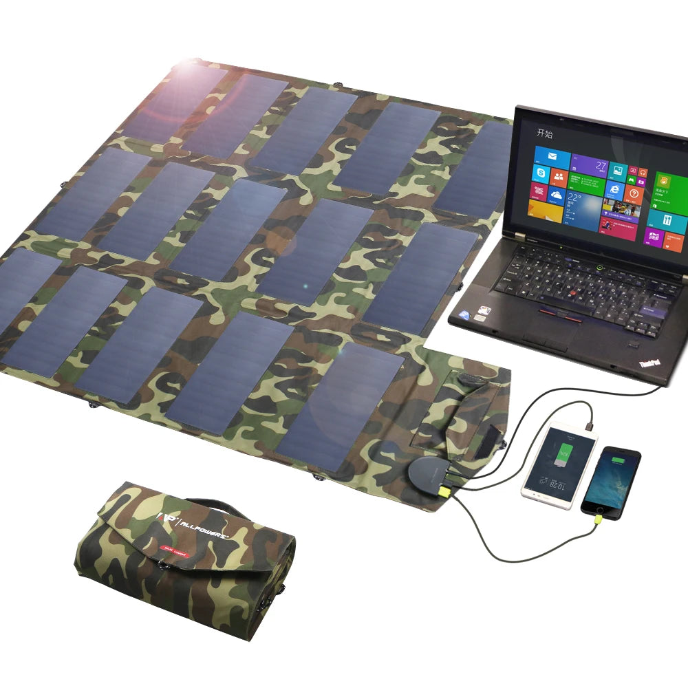ALLPOWERS 100W Foldable Solar Panel, Portable Solar Charger (Dual 5v USB with HighTechnology+18v DC Output) for Outdoor, Camping 54 Energy - Renewable Energy Store