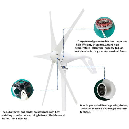 Wind Turbine Generator 3/5 Blades Optional 400/800W permanent Magnet 12V/24V - 54 Energy - Renewable Energy Store