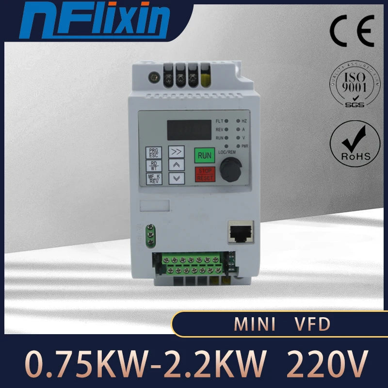 Frequency Converter VFD Inverter, 1-phase 220V Input to 220V 3-phase Output, Motor Speed Control, 1.5KW/2.2KW