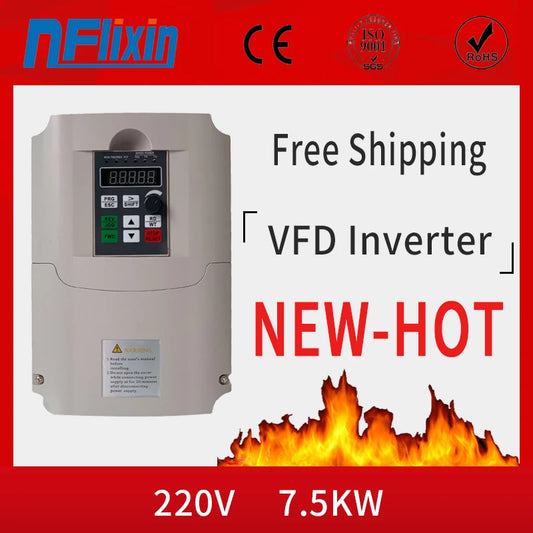 7.5kw 220V VFD AC Frequency Inverter Single Phase Input 3 Phase 220V Output Drives Frequency Converter