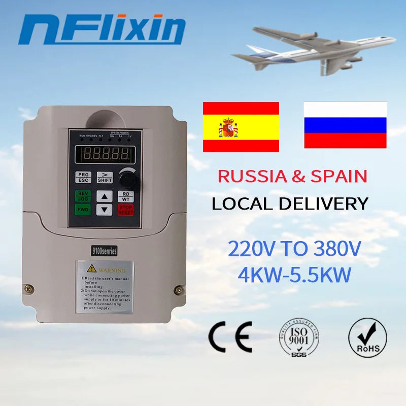 Frequency Converter Adjustable Speed VFD Inverter 1.5KW/2.2KW/4KW/5.5KW/7.5KW/11KW 3P 220V to 380V for Motor Frequency inverter