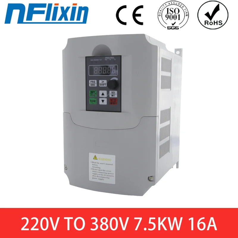 Inverter 0.75KW/1.5KW/2.2KW/4KW/5.5KW/7.5KW 220 into 380 out single phase 220V household electric input Three-phase 380V output