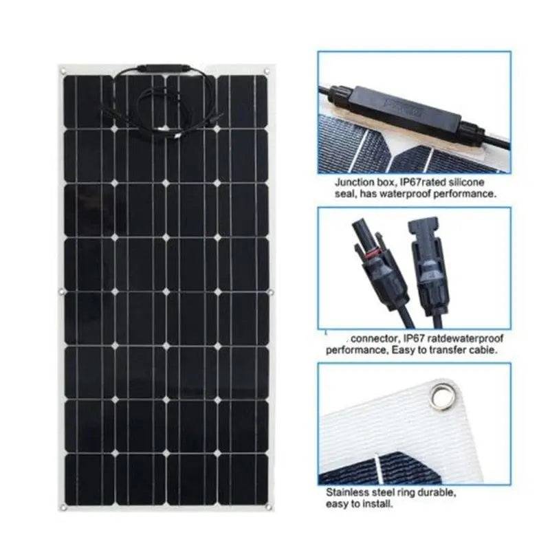 Solar Panel 200w 100w ETFE PET 100W Flexible Solar Panel For 12V Battery Charger Monocrystalline Cell - 54 Energy - Renewable Energy Store