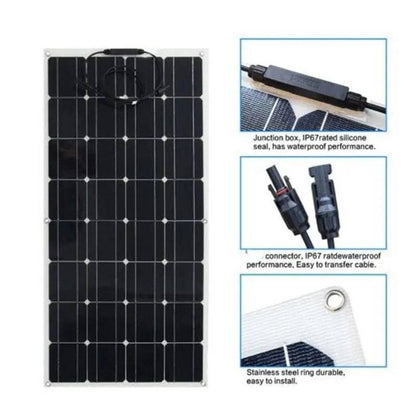 Solar Panel 200w 100w ETFE PET 100W Flexible Solar Panel For 12V Battery Charger Monocrystalline Cell - 54 Energy - Renewable Energy Store