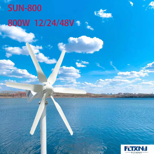 Wind Turbine Generator 12V 24V 48V 400W 600W 800W Free Alternative Energy Windmills With MPPT Hybrid Controller 6 Blades