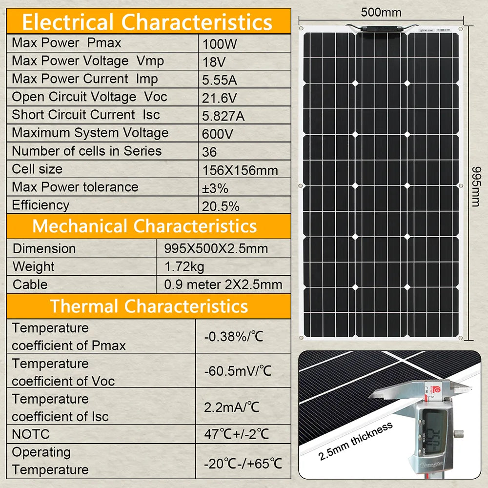 Solar Panel kit 100w 100 Watt 200W 300w 400w Complete Photovoltaic Panels cell 12V 24v Battery Home Car Boat Yacht 54 Energy - Renewable Energy Store
