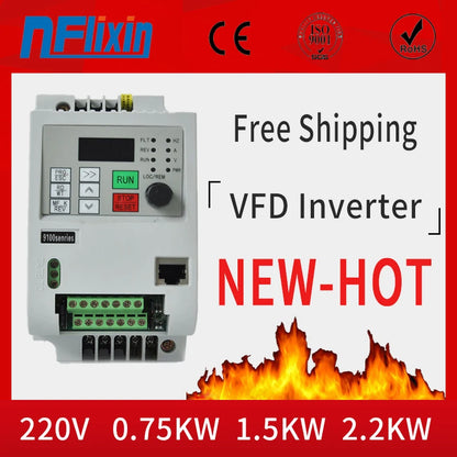 NFLixin 0.75KW 220V VFD Single Phase input and 3 Phase Output Frequency Converter/Adjustable Speed Drive /Frequency Inverter