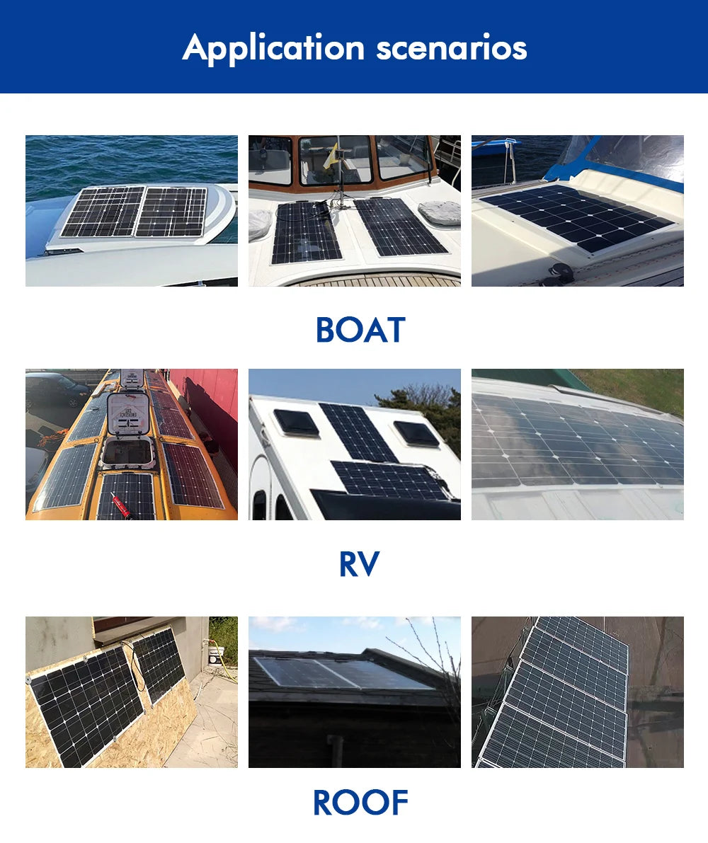 100w 200w 300w 400w Flexible Solar Panel High Efficiency 23% PWM Controller for RV/Boat/Car/Home 12V/24V Battery Charger - 54 Energy - Renewable Energy Store