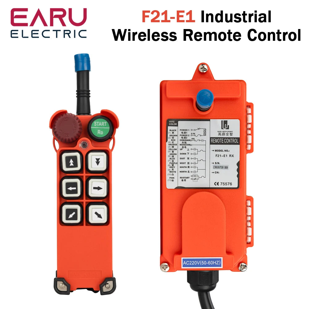Industrial Remote Controller Switches Hoist Crane Control Lift Crane 1 Transmitter + 1 Receiver F21-E1 Arrow 220V 12V 24V 380V