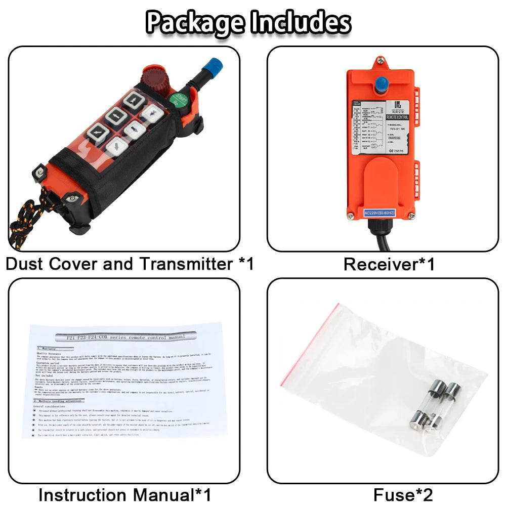 Industrial Remote Controller Switches Hoist Crane Control Lift Crane 1 Transmitter + 1 Receiver F21-E1 Arrow 220V 12V 24V 380V