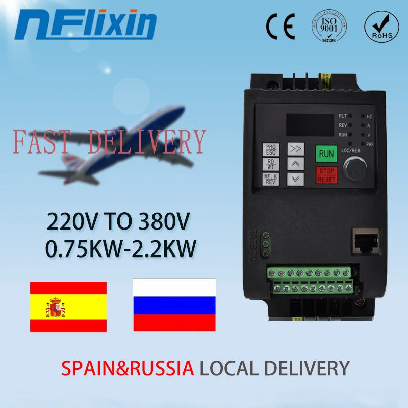 Inverter 0.75KW/1.5KW/2.2KW/4KW/5.5KW/7.5KW 220 into 380 out single phase 220V household electric input Three-phase 380V output by 54 Energy - Renewable Energy Store