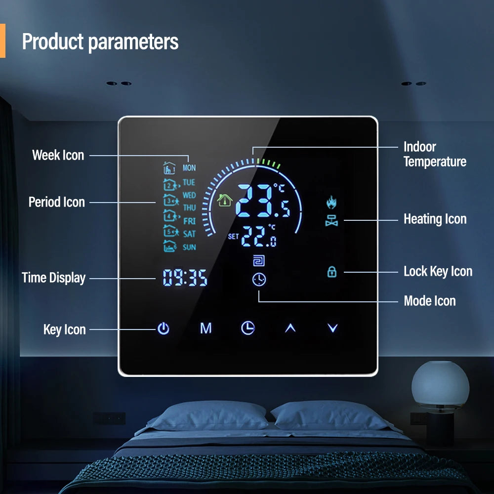 K2 TUYA APP WiFi Smart Thermostat Floor Heating TRV Water Gas Boiler Temperature Voice Remote Controller for Google Home Alexa by 54 Energy - Renewable Energy Store