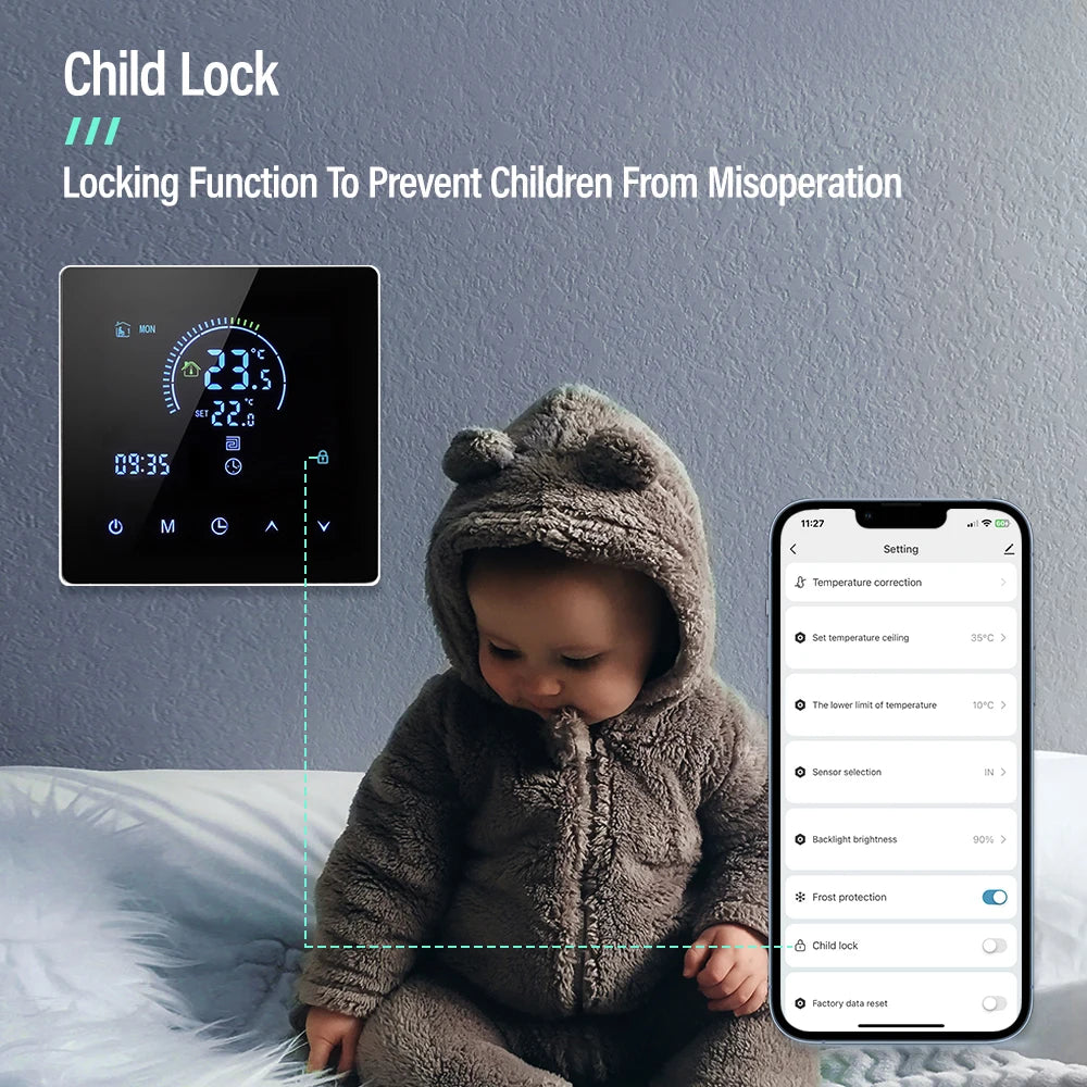 K2 TUYA APP WiFi Smart Thermostat Floor Heating TRV Water Gas Boiler Temperature Voice Remote Controller for Google Home Alexa by 54 Energy - Renewable Energy Store
