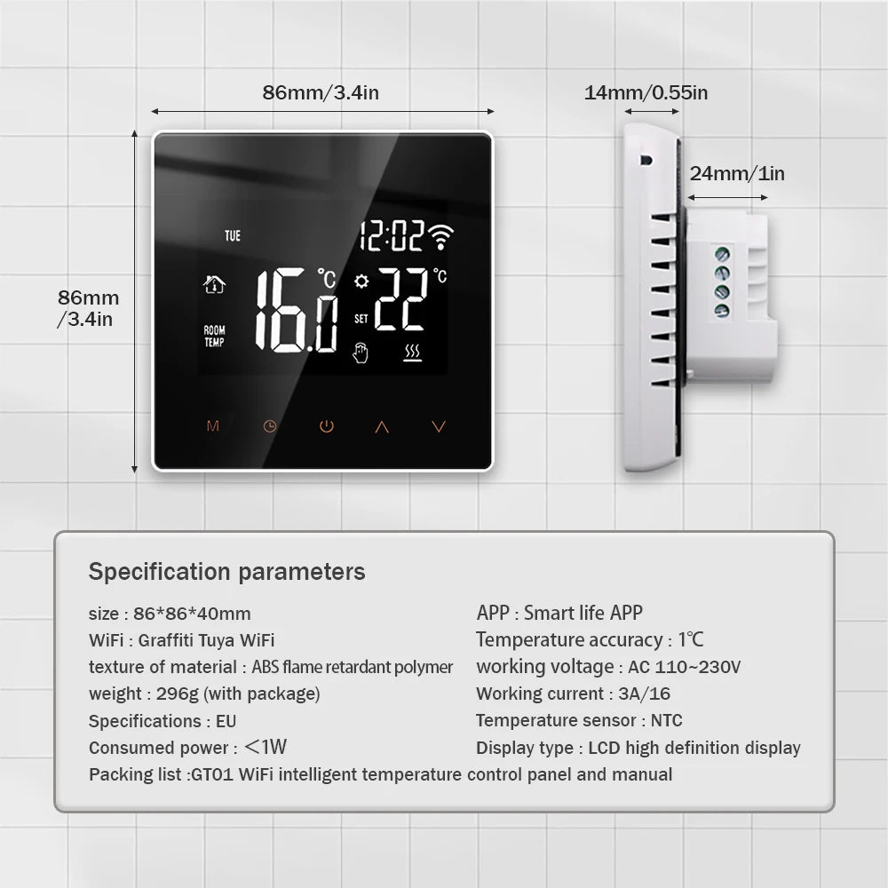 ME81 TUYA APP WiFi Smart Thermostat Floor Heating TRV Water Gas Boiler Temperature Voice Remote Controller for Google Home Alexa by 54 Energy - Renewable Energy Store