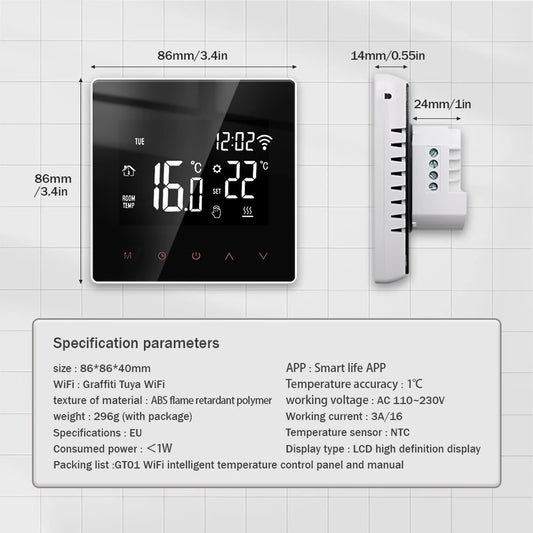 ME81 TUYA APP WiFi Smart Thermostat Floor Heating TRV Water Gas Boiler Temperature Voice Remote Controller for Google Home Alexa by 54 Energy - Renewable Energy Store