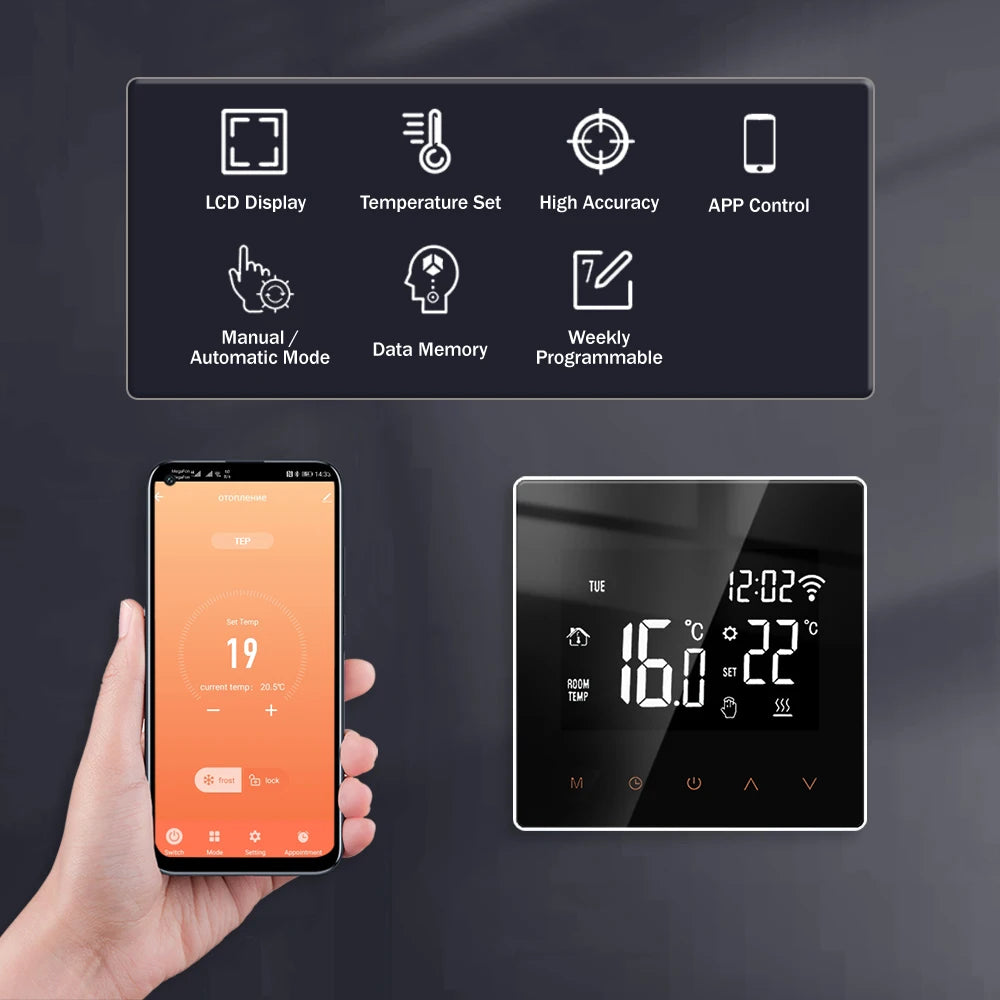 ME81 TUYA APP WiFi Smart Thermostat Floor Heating TRV Water Gas Boiler Temperature Voice Remote Controller for Google Home Alexa by 54 Energy - Renewable Energy Store
